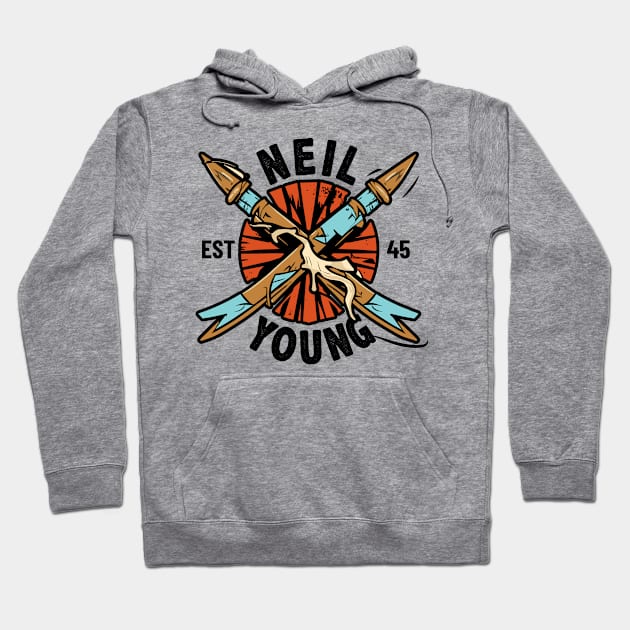 Neil Young - Broken Arrow Logo Hoodie by elegantelite